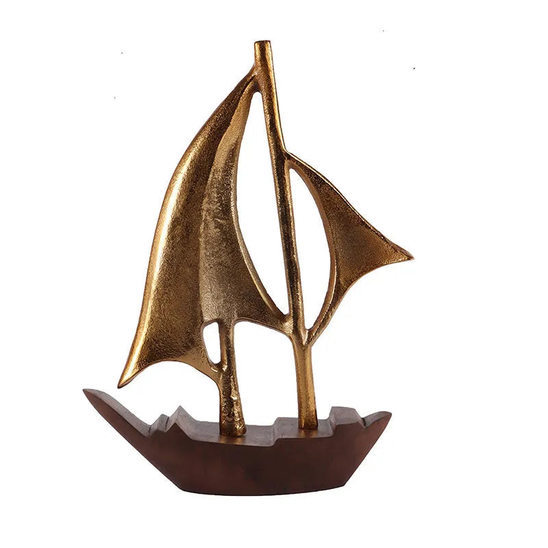 Raw Matt Gold Aluminum Sailing Boat For Table Décor Default Title