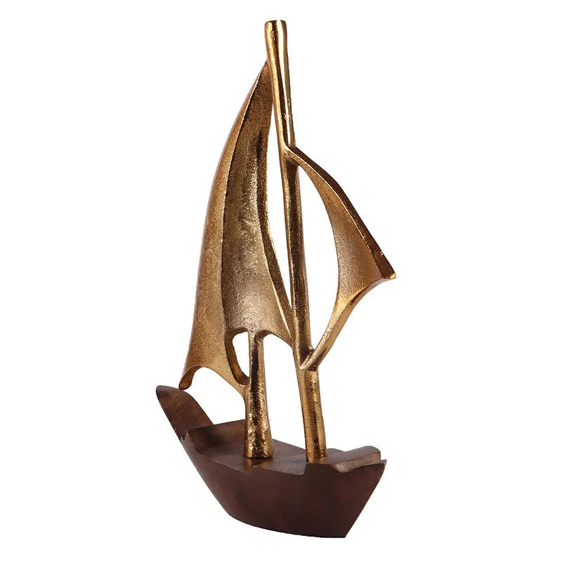 Raw Matt Gold Aluminum Sailing Boat For Table Décor Default Title