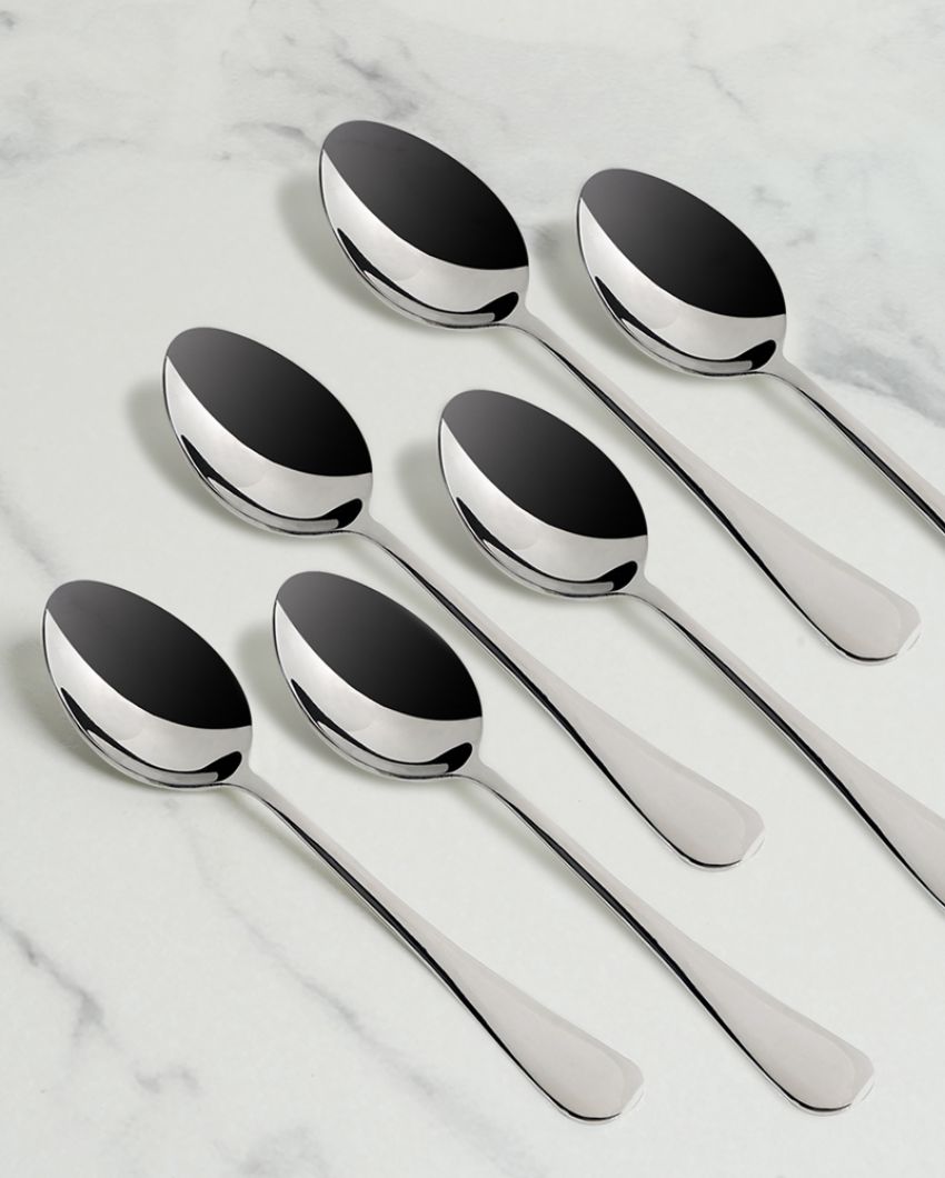 Stylish High-Gloss Stainless Steel Table Spoon Set | 8 Inches