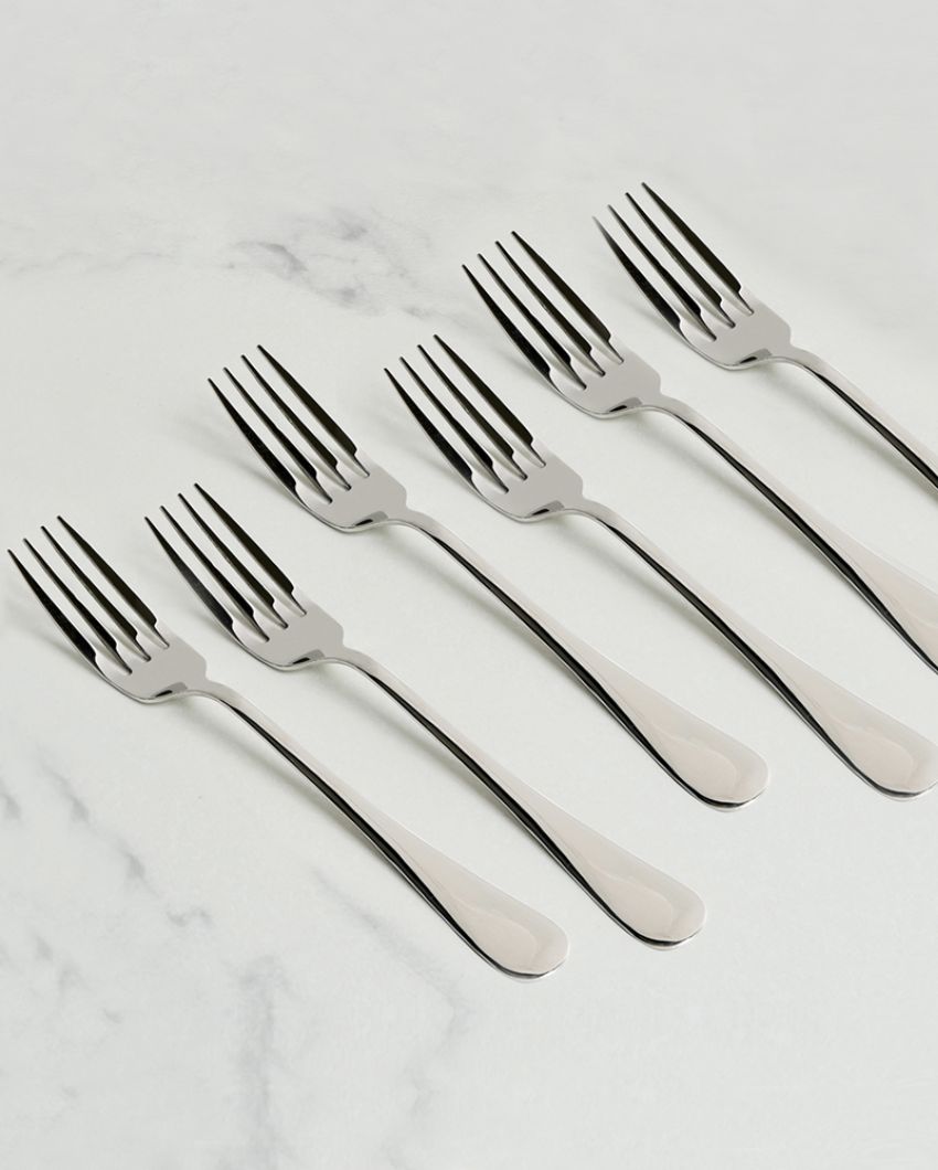 Classic High-Gloss Stainless Steel Dinner Fork Set | 8 Inches