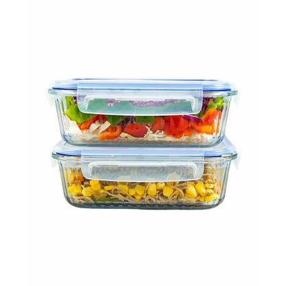 Borosilicate Glass Lunch Box Containers With Air Tight Lid | 1.5 Ltr | 9 x 7 x 3 inches