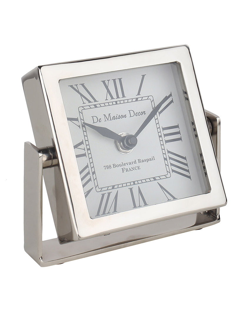 Time Canvas Steel Table Clock Silver