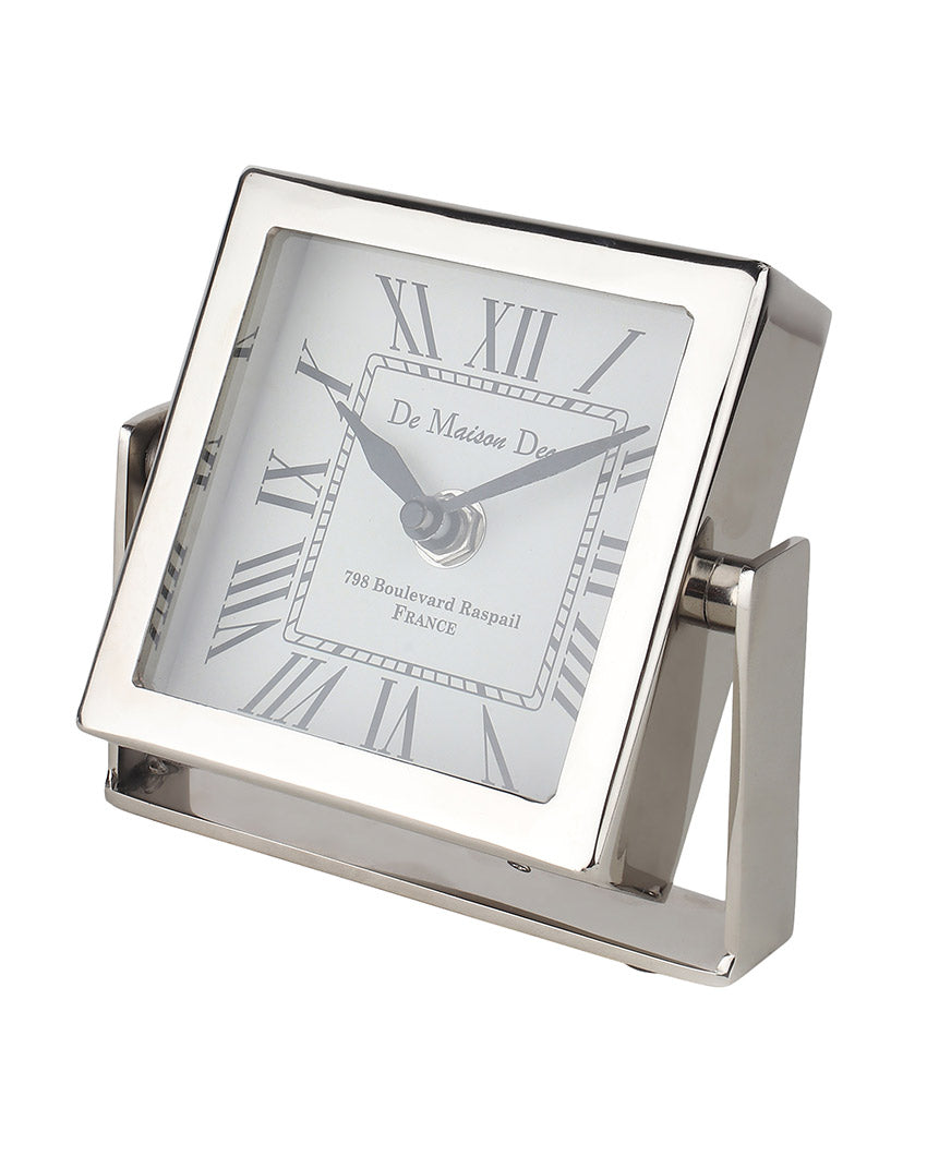 Time Canvas Steel Table Clock Silver