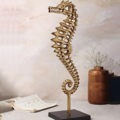 Regal Poseidon Aluminum Sea Horse Showpiece | 6 x 5 x 19 inches