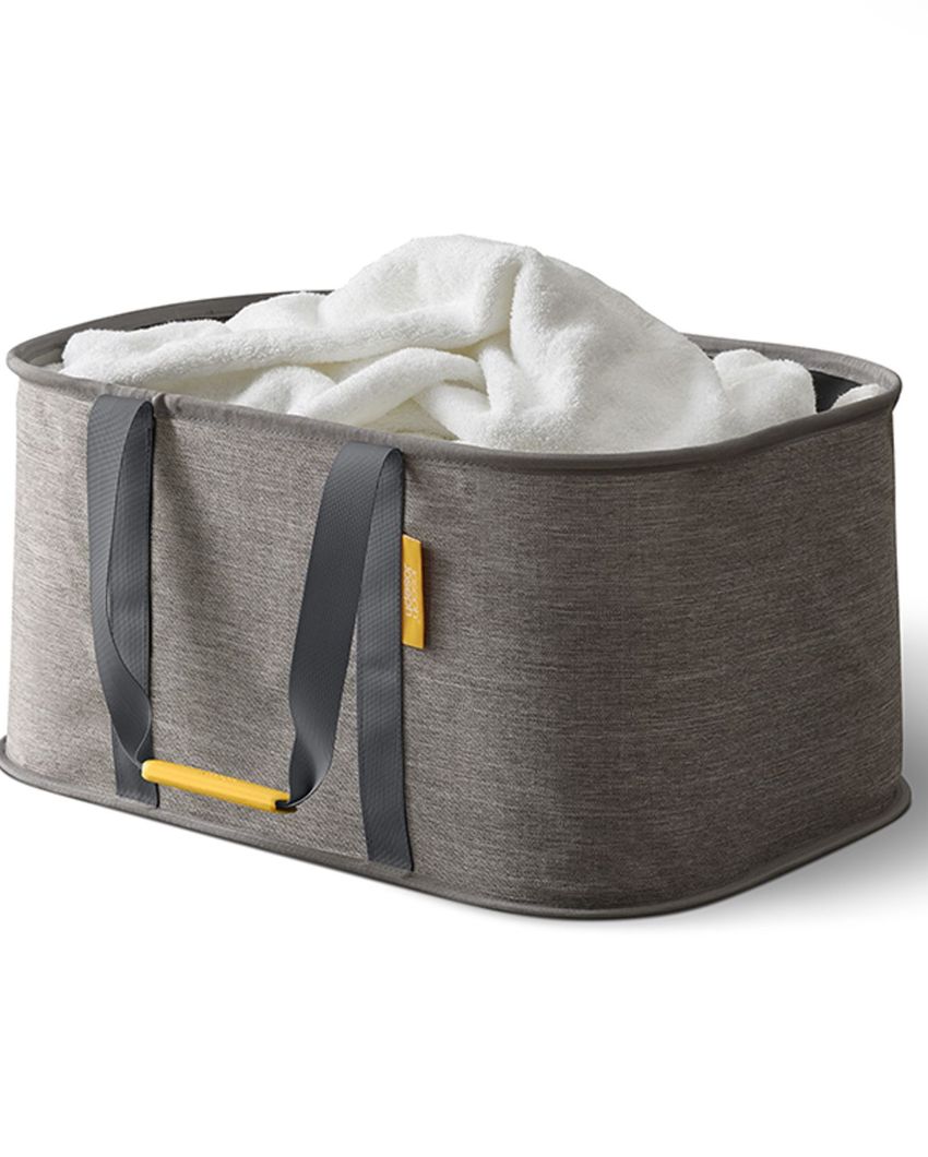 Elegant Grey Design Hold-All Collapsible Laundry Basket | 14 x 20 x 10 inches | 35L