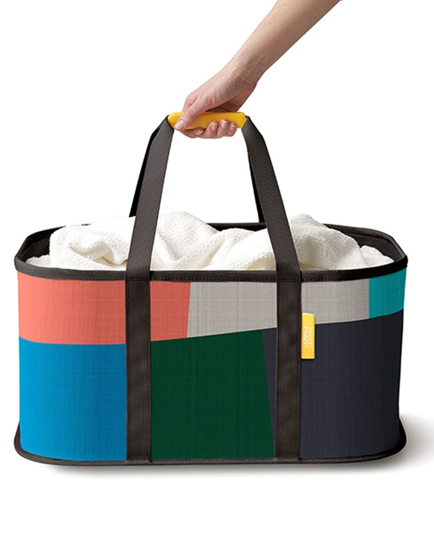 Elegant Grey Design Hold-All Collapsible Laundry Basket | 14 x 20 x 10 inches | 35L