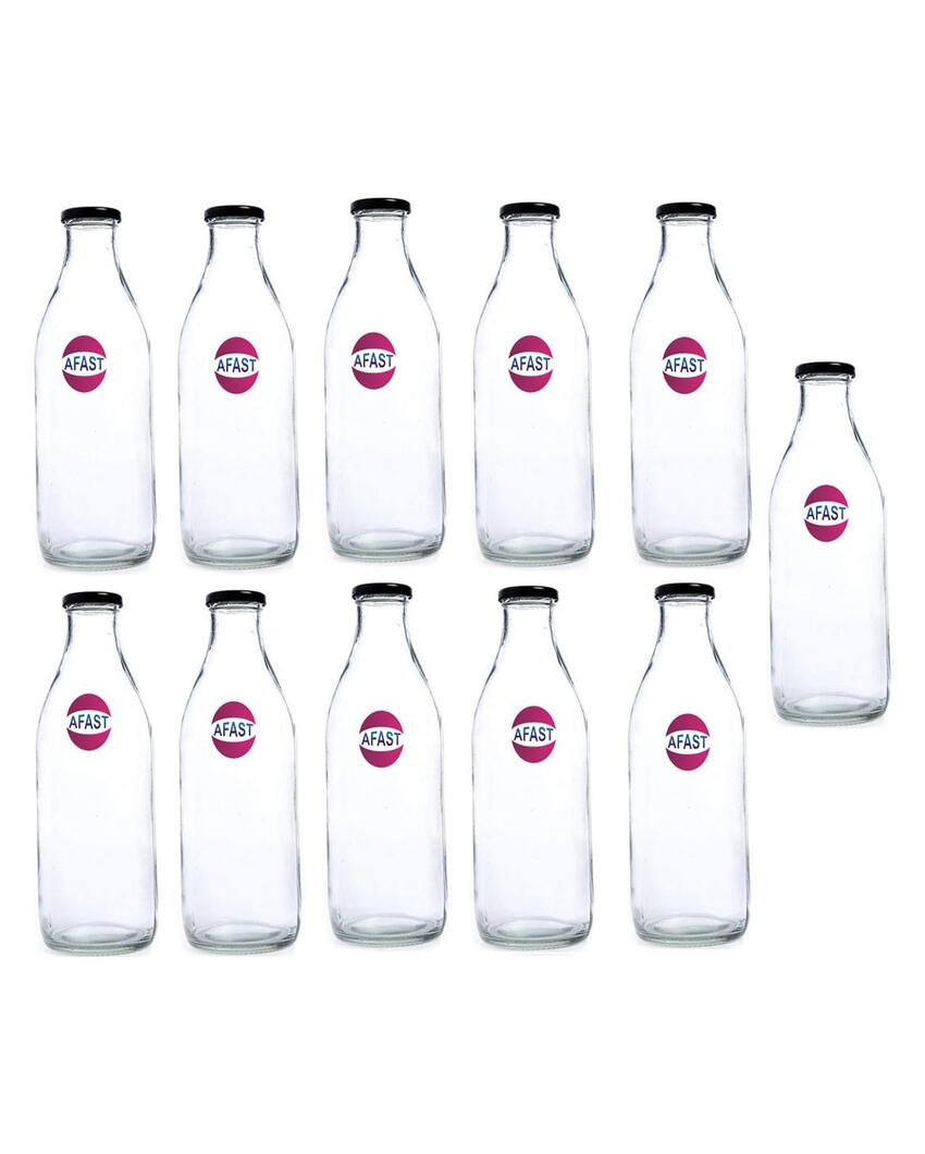 Sleek Clear Glass Water and Milk Serving Bottle Medium Sized for Home or Office | 500 ML | 3 x 8 inches