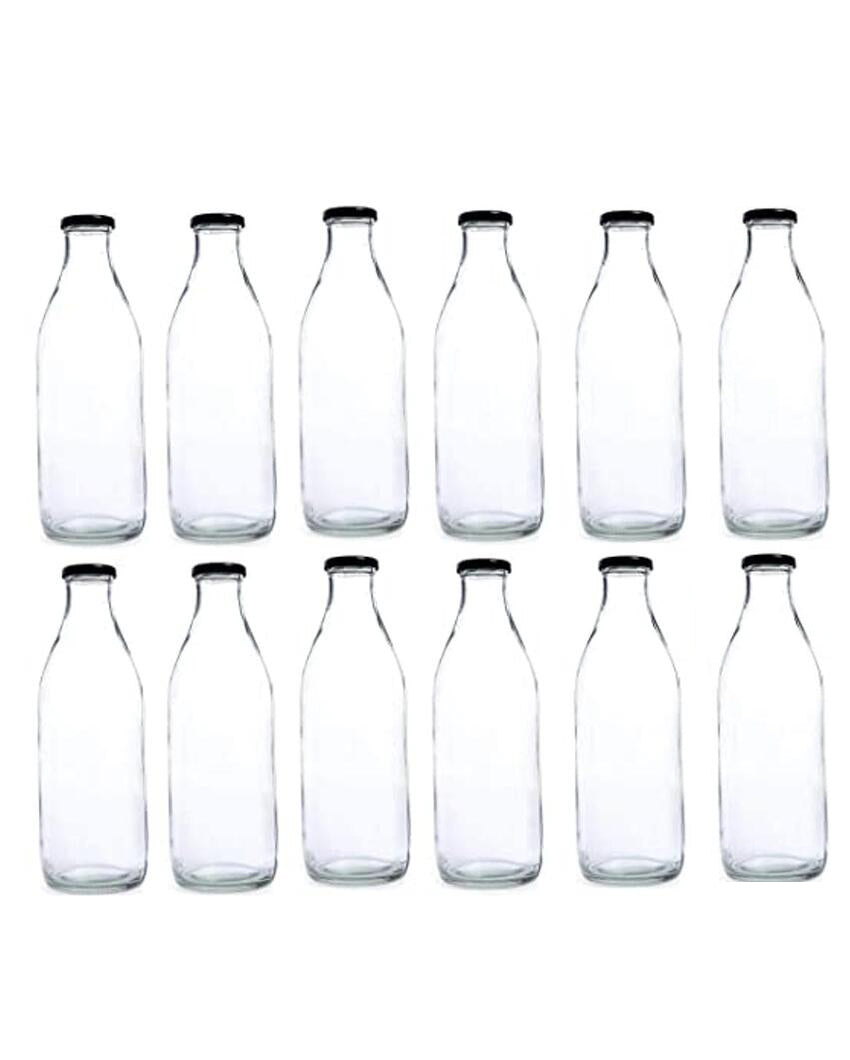 Sleek Clear Glass Water and Milk Serving Bottle Medium Sized for Home or Office | 500 ML | 3 x 8 inches