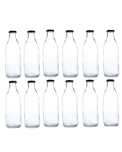 Sleek Clear Glass Water and Milk Serving Bottle Medium Sized for Home or Office | 500 ML | 3 x 8 inches