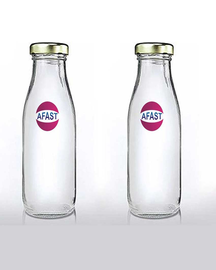 Sleek Clear Glass Water and Milk Serving Bottle Medium Sized for Home or Office | 500 ML | 3 x 8 inches