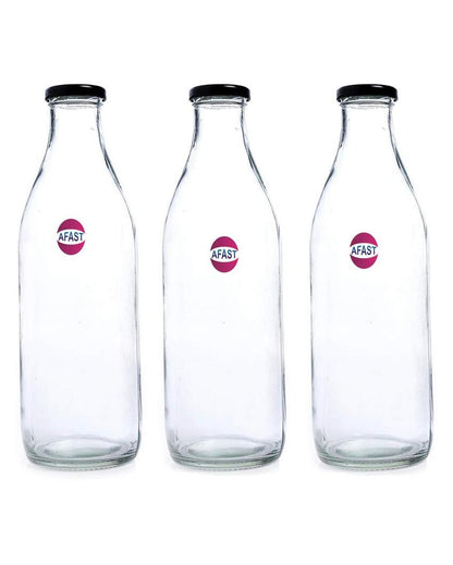 Sleek Clear Glass Water and Milk Serving Bottle Medium Sized for Home or Office | 500 ML | 3 x 8 inches