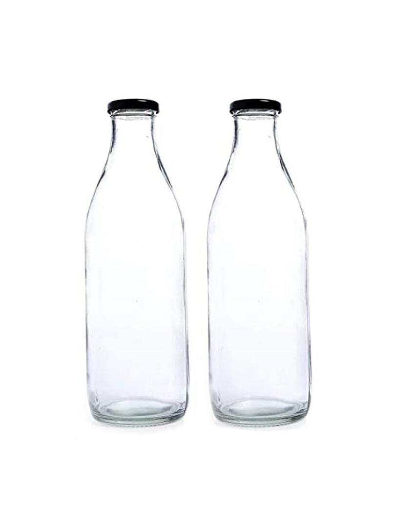 Sleek Clear Glass Water and Milk Serving Bottle Medium Sized for Home or Office | 500 ML | 3 x 8 inches