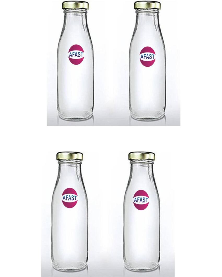 Sleek Clear Glass Water and Milk Serving Bottle Medium Sized for Home or Office | 500 ML | 3 x 8 inches