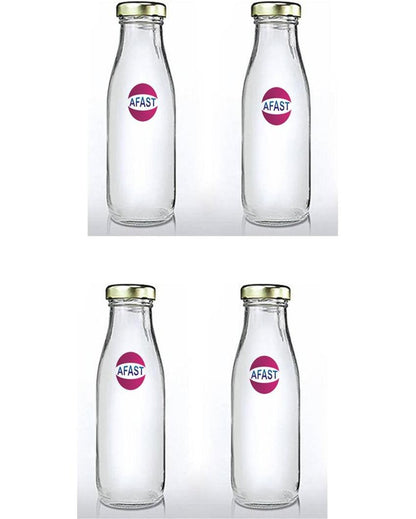 Sleek Clear Glass Water and Milk Serving Bottle Medium Sized for Home or Office | 500 ML | 3 x 8 inches