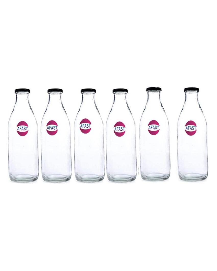 Sleek Clear Glass Water and Milk Serving Bottle Medium Sized for Home or Office | 500 ML | 3 x 8 inches