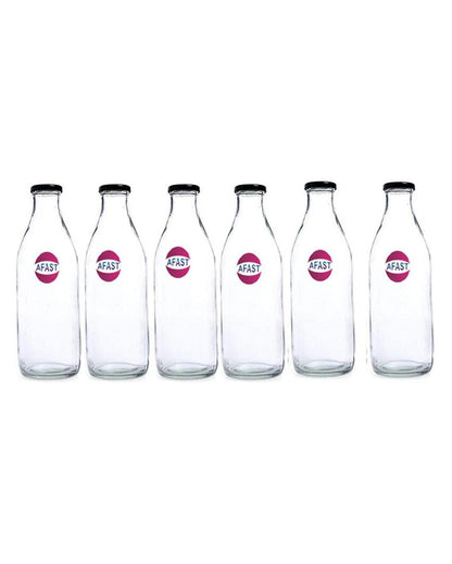 Sleek Clear Glass Water and Milk Serving Bottle Medium Sized for Home or Office | 500 ML | 3 x 8 inches