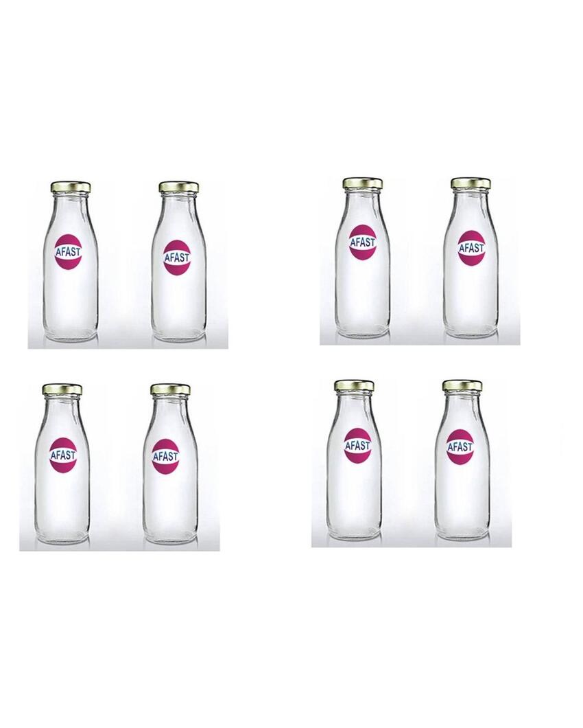 Sleek Clear Glass Water and Milk Serving Bottle Medium Sized for Home or Office | 500 ML | 3 x 8 inches