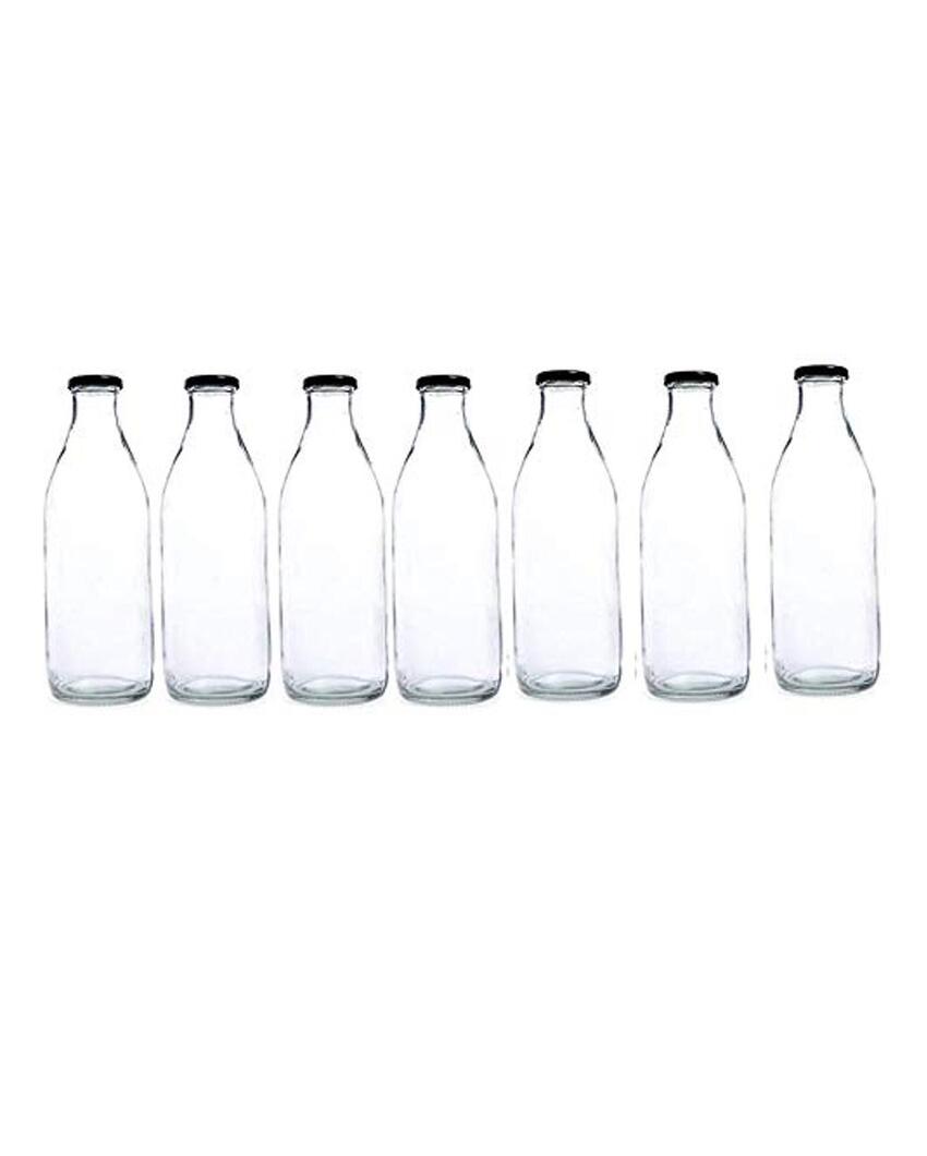 Sleek Clear Glass Water and Milk Serving Bottle Medium Sized for Home or Office | 500 ML | 3 x 8 inches