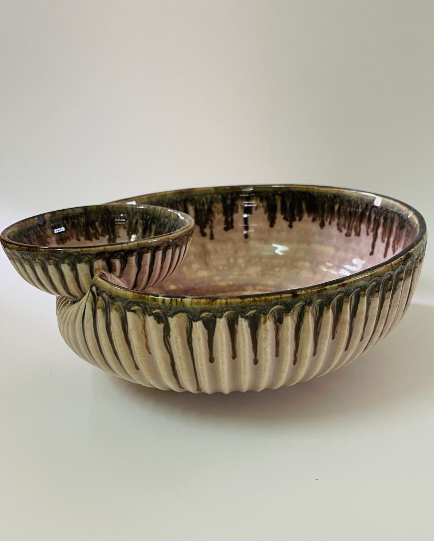 Roseate Small Dip Ceramic Serving Bowl | 8 x 4 inches