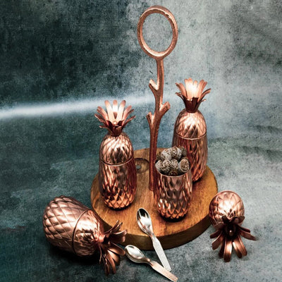 Copper Finish Pineapple Decorative Mukhwas Supari Set | 70 ml | 7 x 7 inches