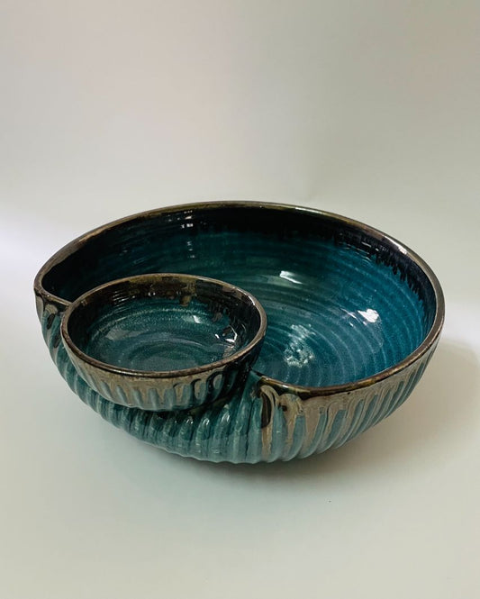 Teal Small Dip Ceramic Serving Bowl | 8 x 4 inches