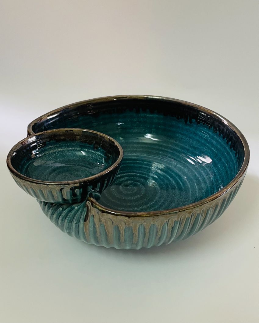 Teal Small Dip Ceramic Serving Bowl | 8 x 4 inches