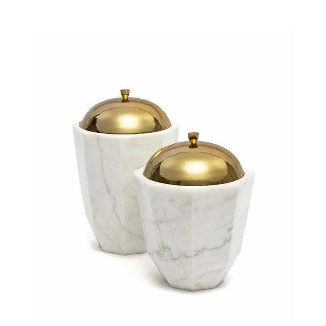 Facet Canisters | Marble | Set Of 2