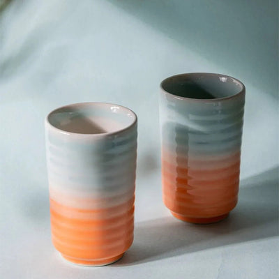 Shaded Ribbed Stoneware Tumbler | Set Of 2