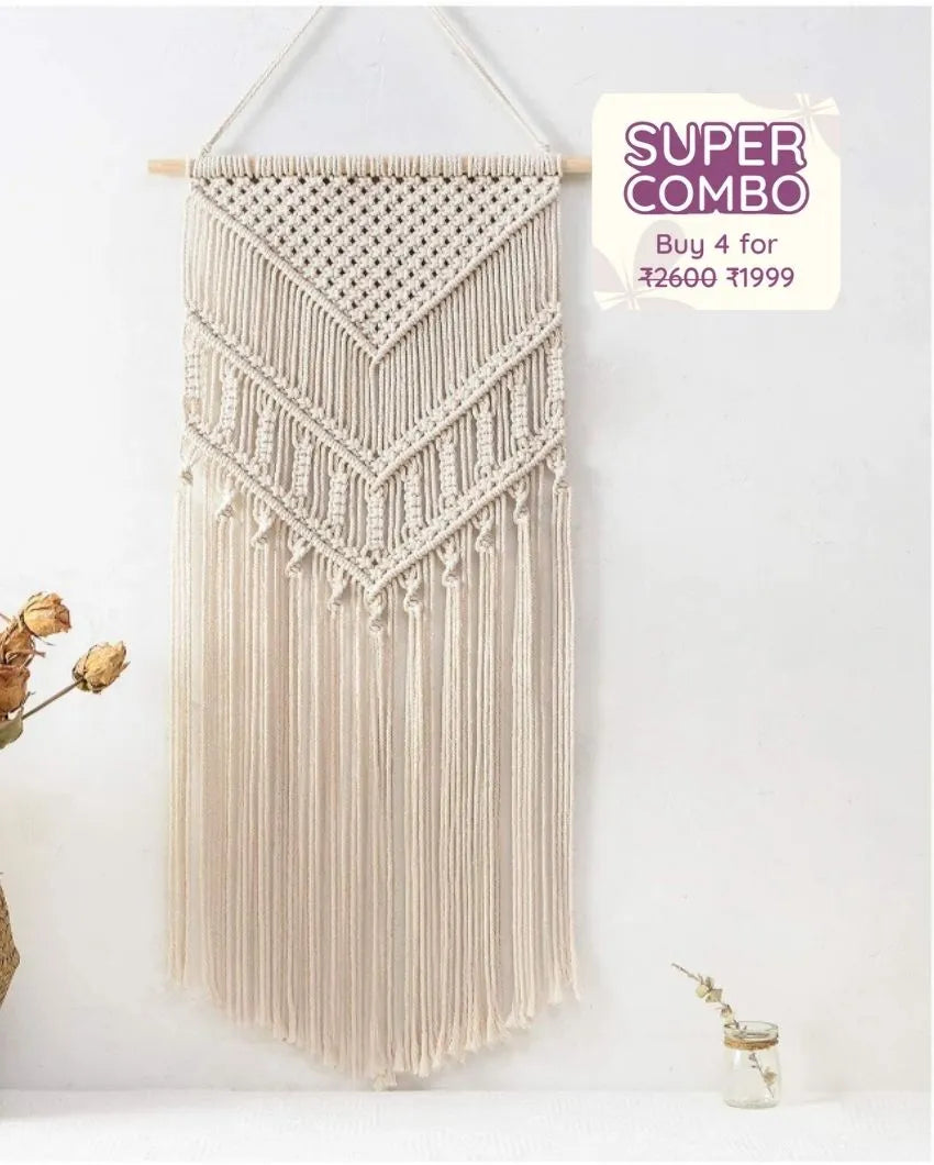 Ivory Macrame Braided Wall Hanging