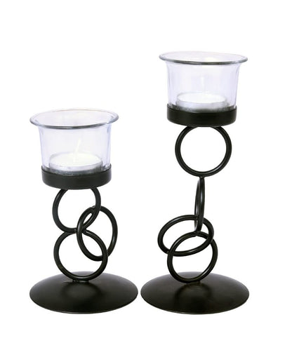 Tealight Candle Holder with Glass Holder | Pack of 2