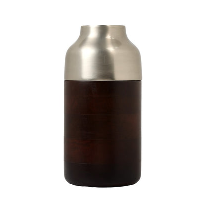 Cylindrical Deidra Wood Small Vase | Multiple Colors Silver