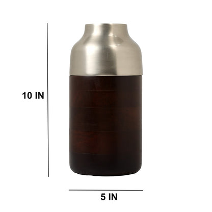 Cylindrical Deidra Wood Small Vase | Multiple Colors Silver