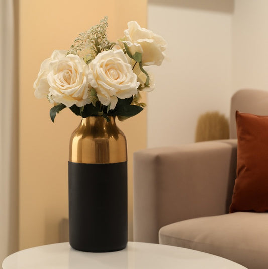 Cylindrical Deidra Wood Small Vase | Multiple Colors Gold