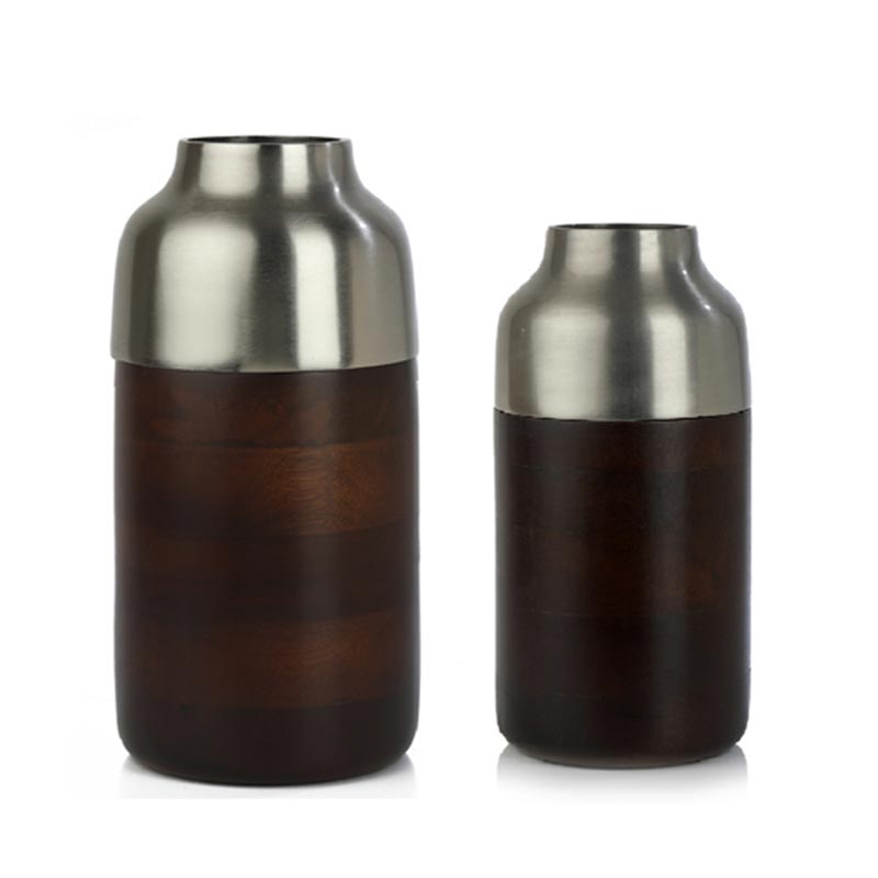 Cylindrical Deidra Wood Vase Set | Multiple Colors