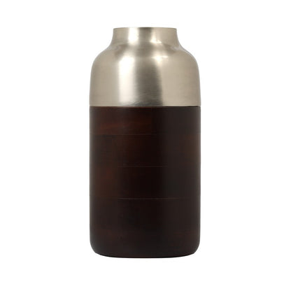 Cylindrical Deidra Wood Large Vase | Multiple Colors Silver