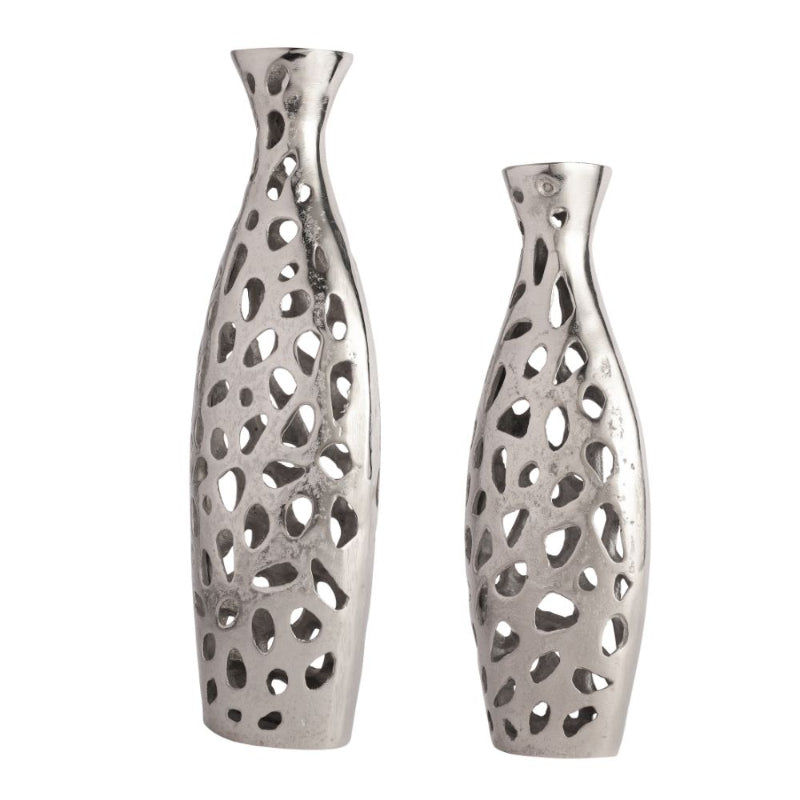 Sophia Floral Vase | Set of 2 | Multiple Colors Silver