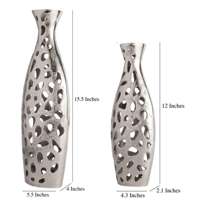 Sophia Floral Vase | Set of 2 | Multiple Colors Silver