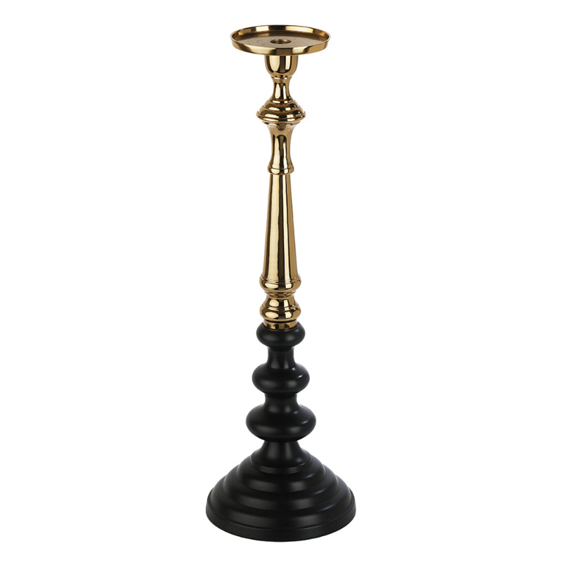 Lydia Pillar Large Candle Holder Black & Gold Default Title