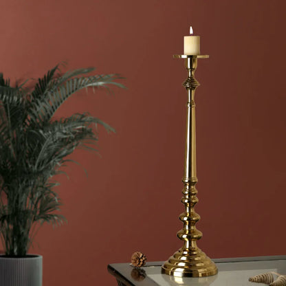 Olivia Pillar Oversize Candle Holder Gold Default Title