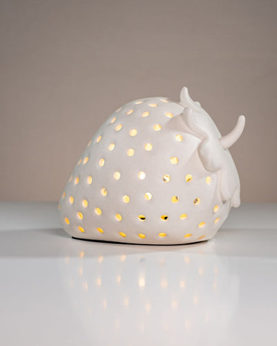 Playful Touch Ceramic Strawberry Rechargeable White Lamp | 6 x 7 x 6 inches