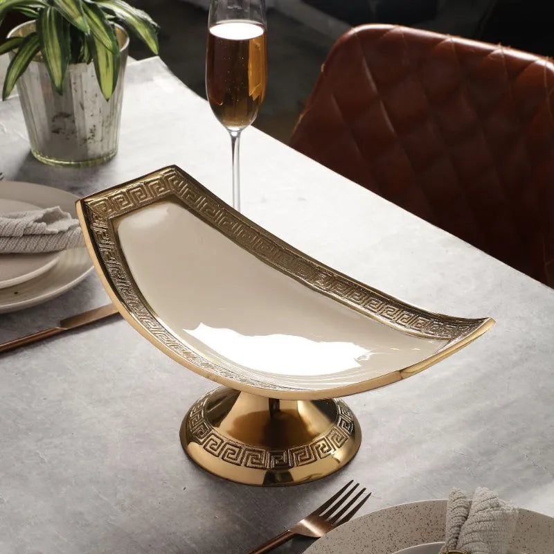 Classic Versace Design Platter  | Multiple Colors Ivory & Gold