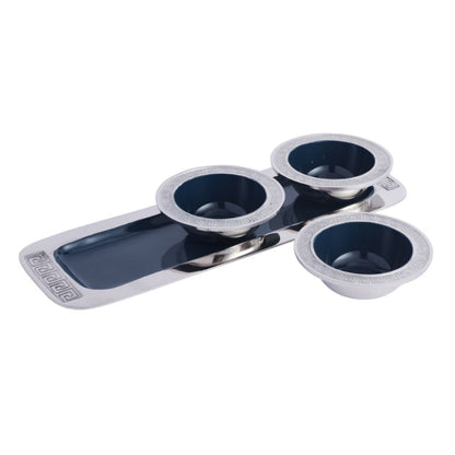 Versace Design Bowl Tray Set | Multiple Colors Blue & Silver