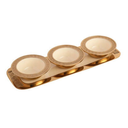 Versace Design Bowl Tray Set | Multiple Colors Ivory & Gold