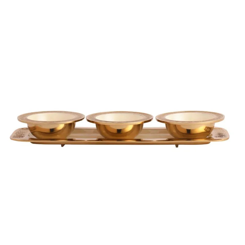 Versace Design Bowl Tray Set | Multiple Colors Ivory & Gold