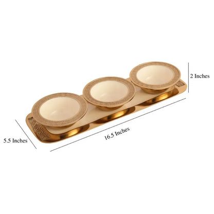 Versace Design Bowl Tray Set | Multiple Colors Ivory & Gold