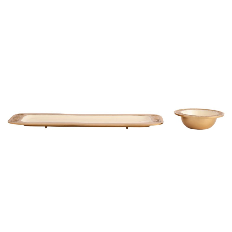 Versace Design Bowl Tray Set | Multiple Colors Ivory & Gold