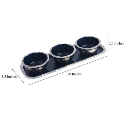 Alf Vine Tray Bowl Set | Multiple Colors Blue & Silver