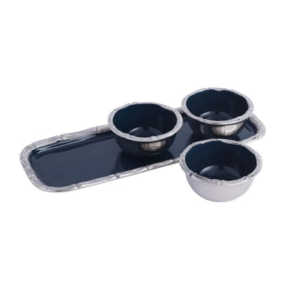 Alf Vine Tray Bowl Set | Multiple Colors Blue & Silver