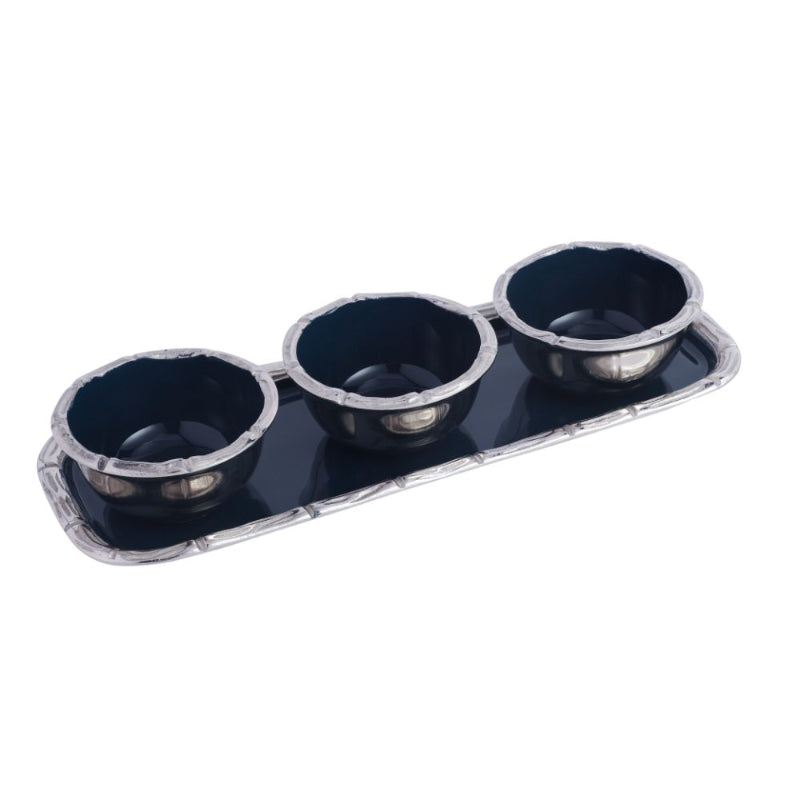 Alf Vine Tray Bowl Set | Multiple Colors Blue & Silver