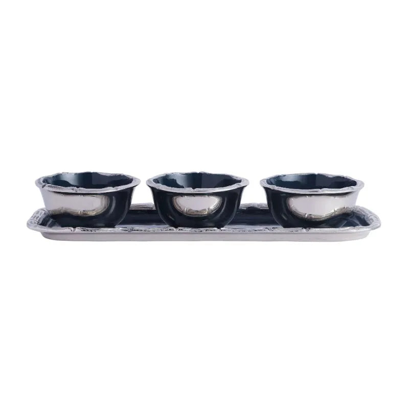 Alf Vine Tray Bowl Set | Multiple Colors Blue & Silver